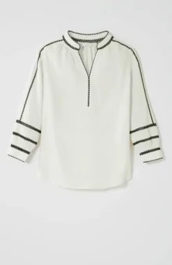 Pure Jill Contrast-Trim Top