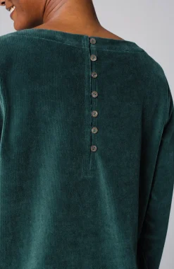 Pure Jill Corded-Velour Buttoned-Back Top
