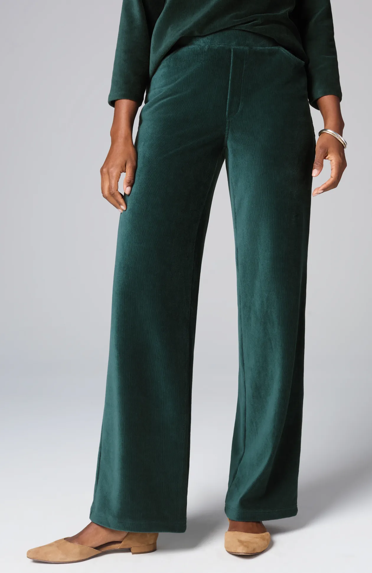 Pure Jill Corded-Velour Wide-Leg Pants