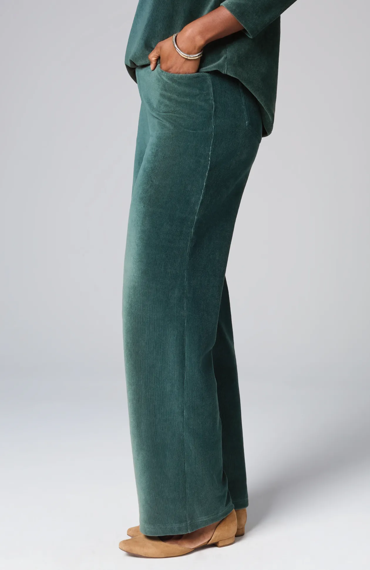Pure Jill Corded-Velour Wide-Leg Pants