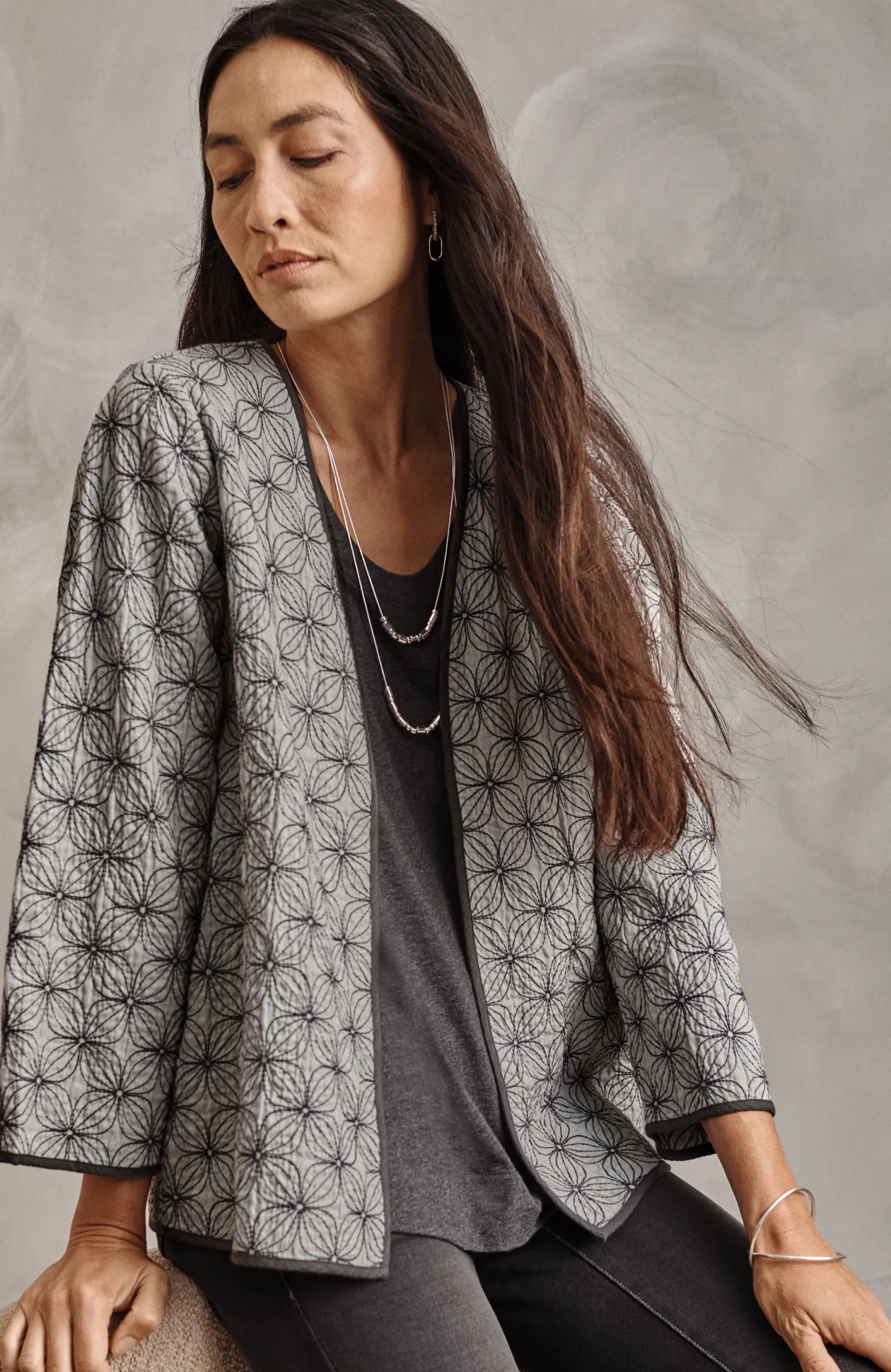 Pure Jill Cotton-Gauze Embroidered Jacket