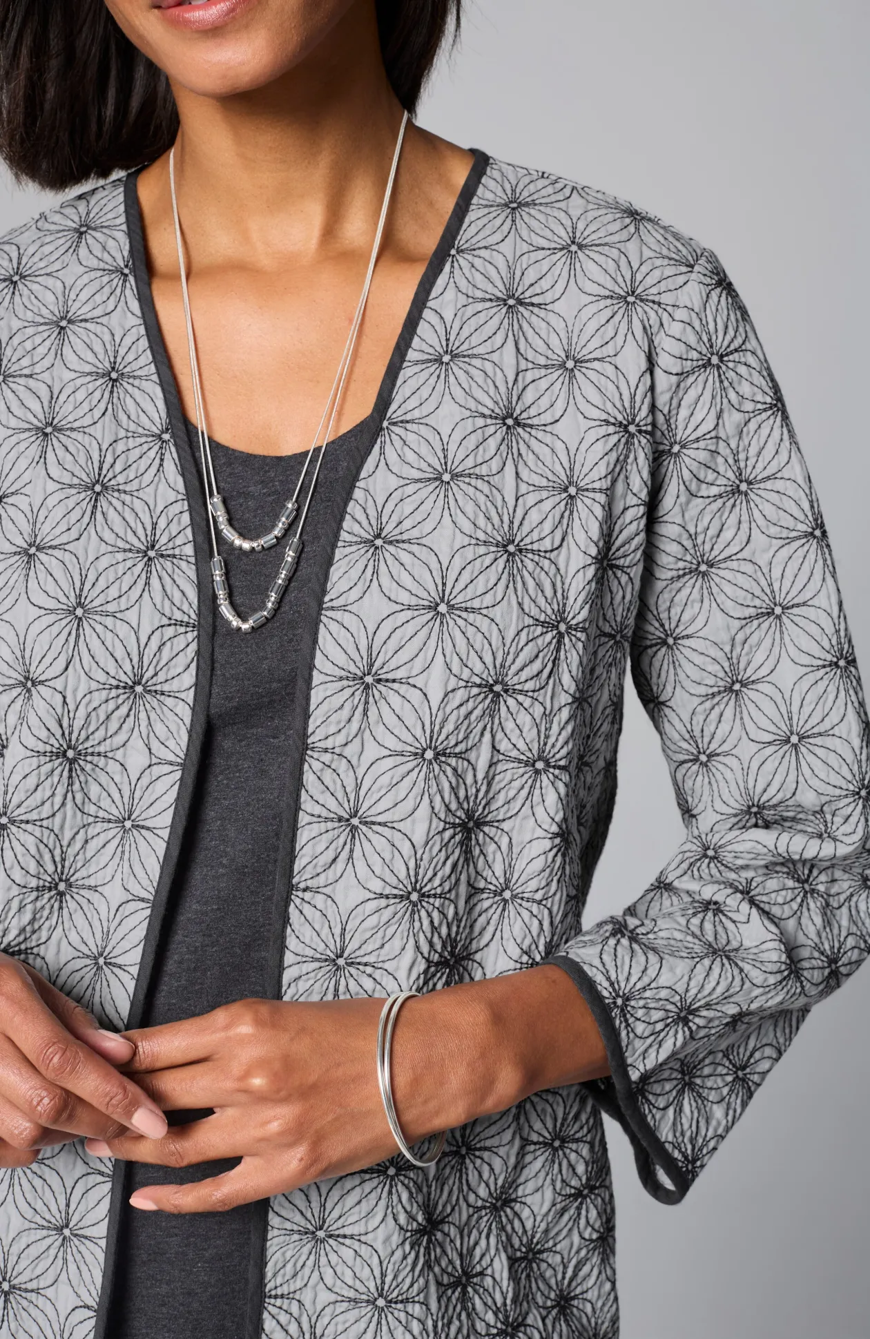 Pure Jill Cotton-Gauze Embroidered Jacket