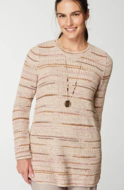 Pure Jill Crew-Neck Intarsia Striped Tunic