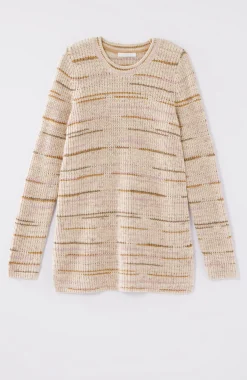 Pure Jill Crew-Neck Intarsia Striped Tunic