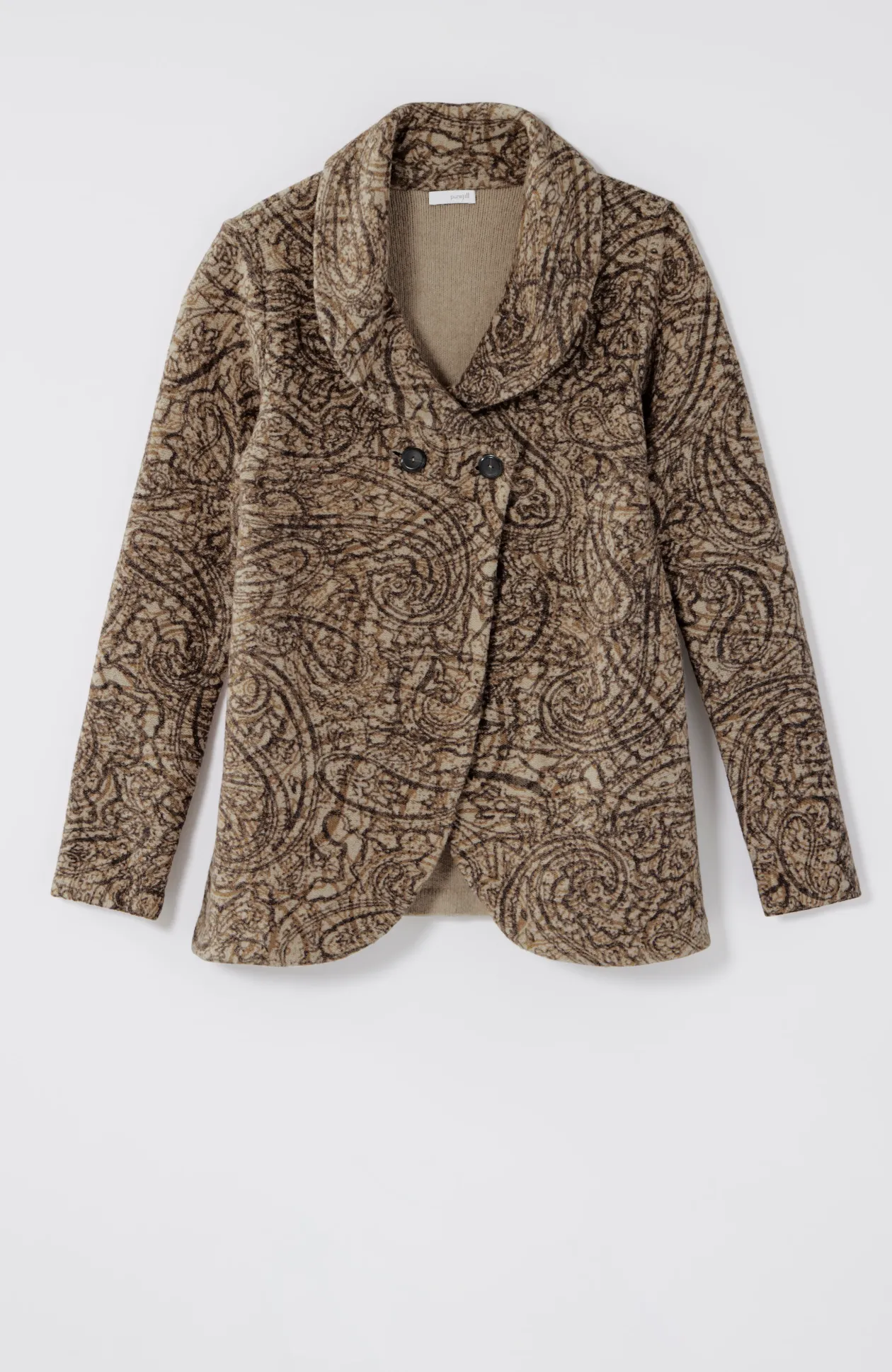 Pure Jill Curved-Front Printed Cardi