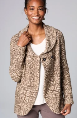 Pure Jill Curved-Front Printed Cardi
