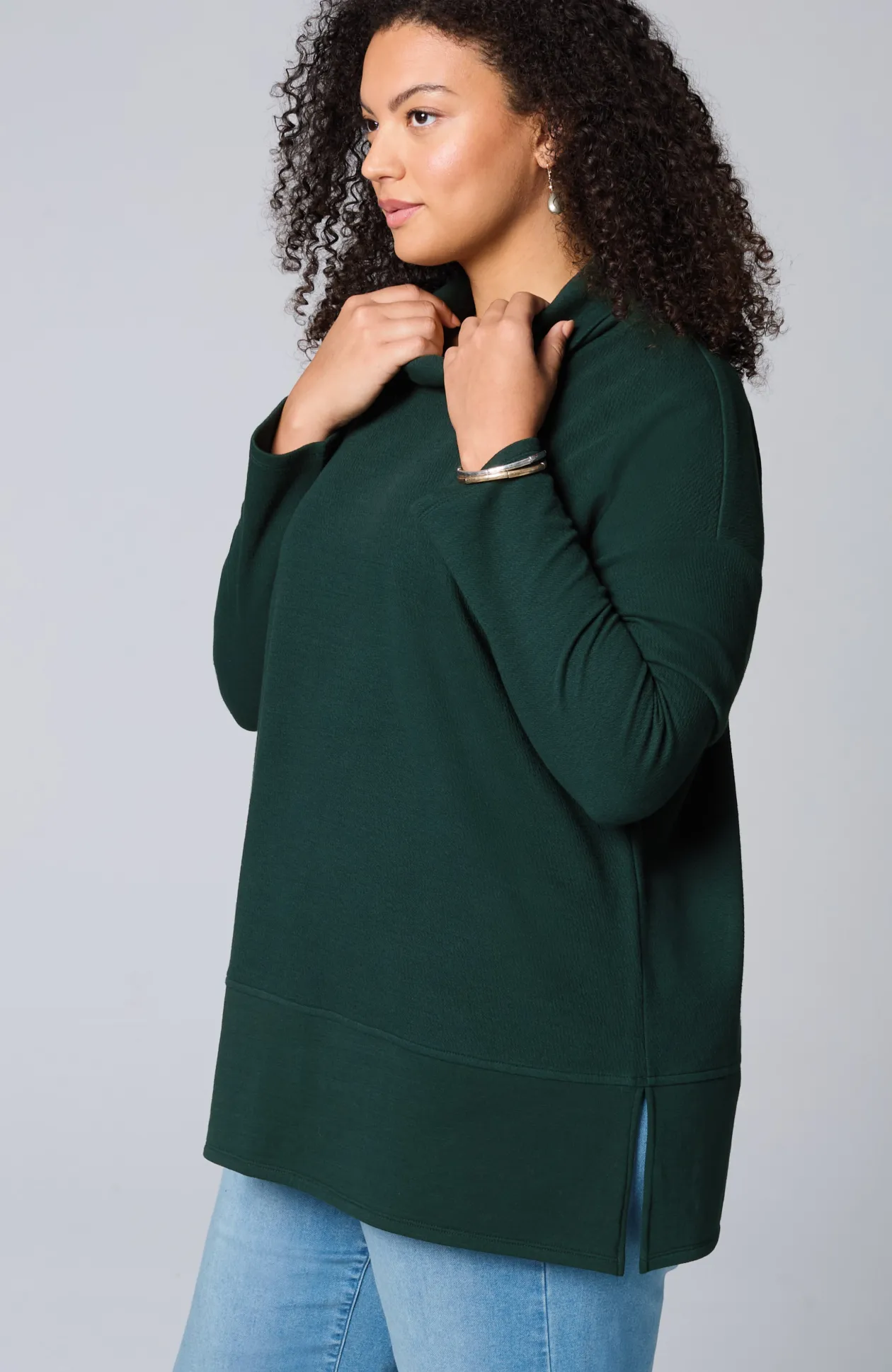 Pure Jill Diagonal Knit Mock-Neck Tunic