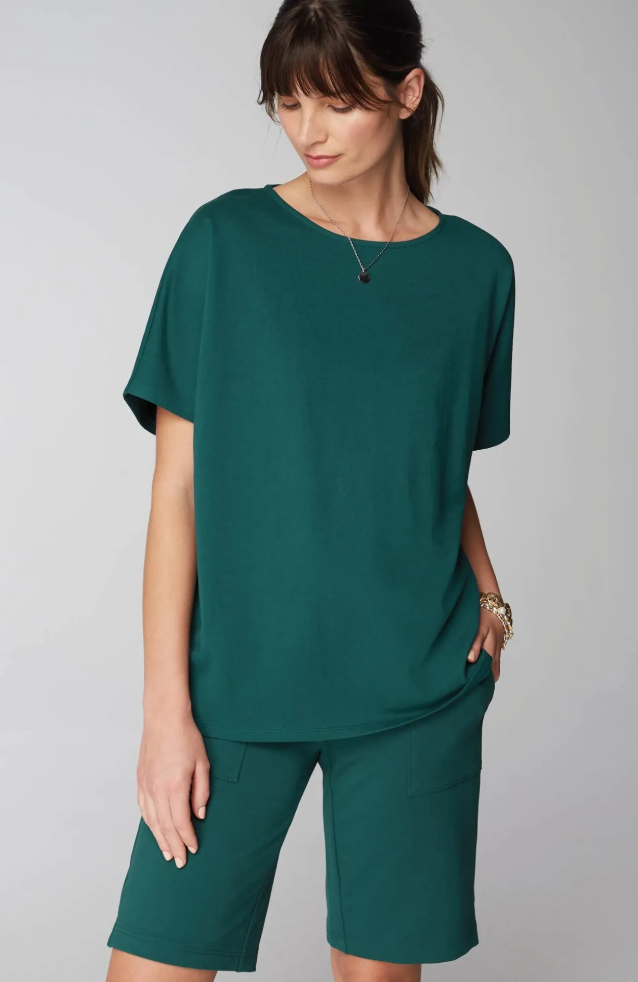 Pure Jill Dolman-Sleeve French Terry Top