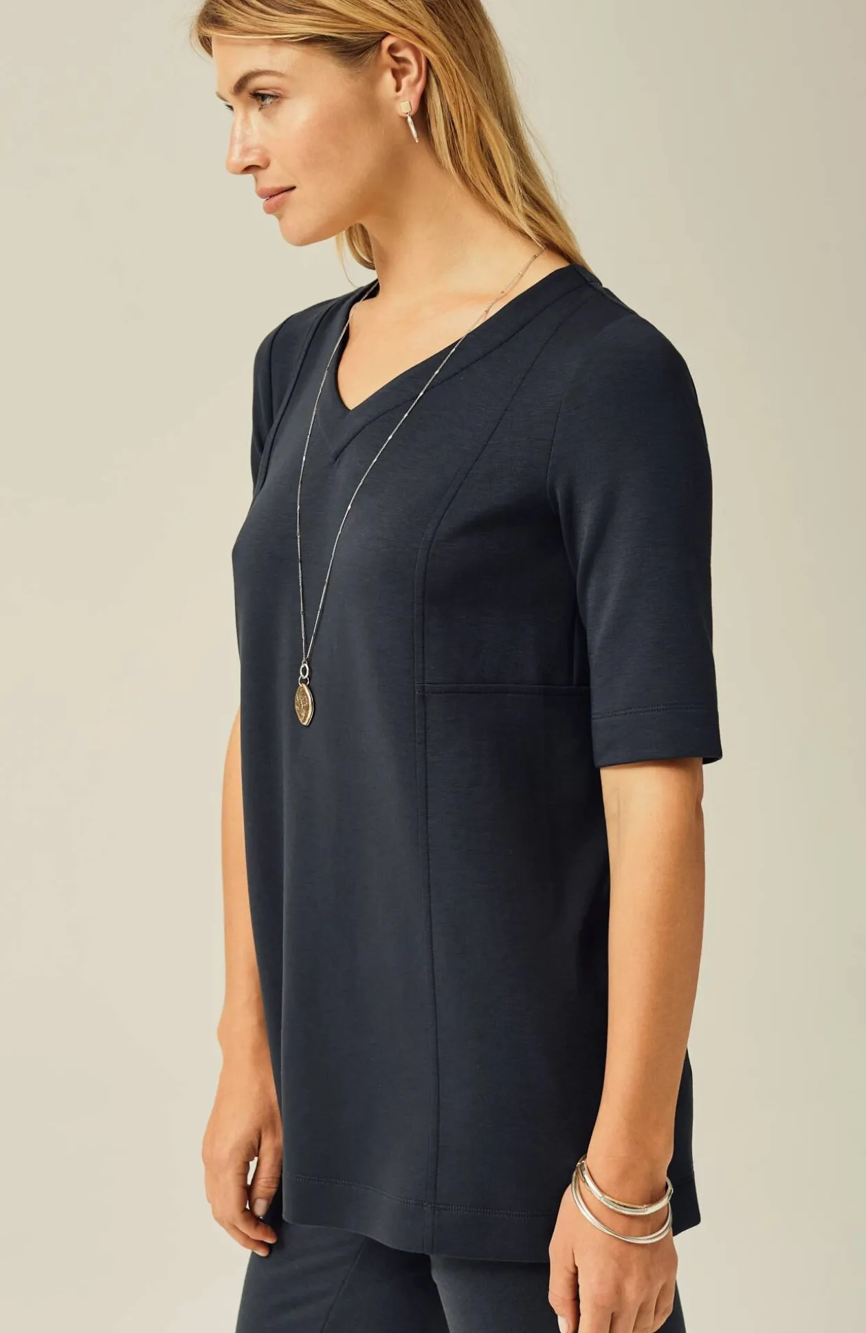 Pure Jill Double-Knit Seamed Tunic