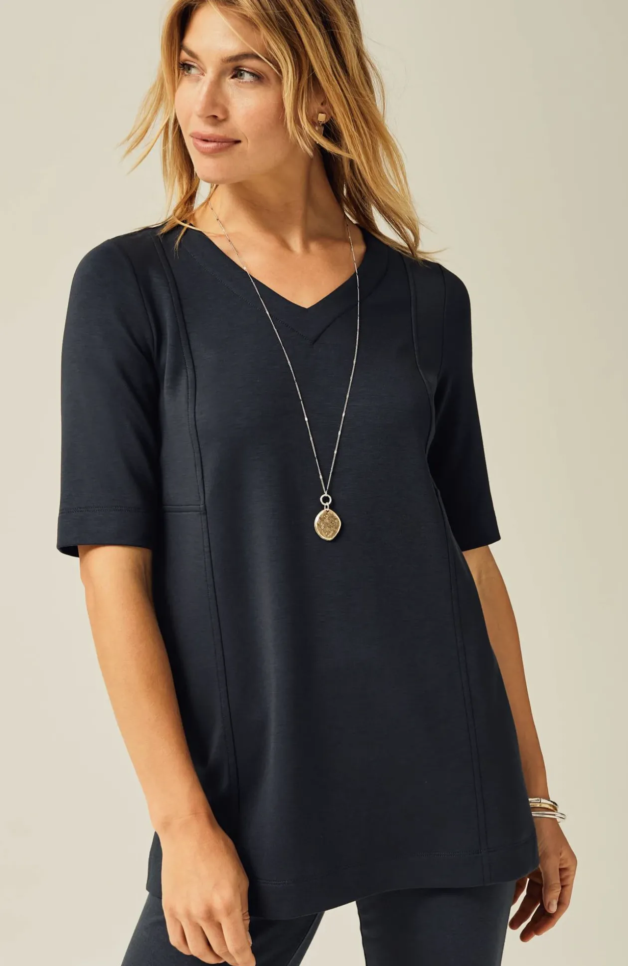 Pure Jill Double-Knit Seamed Tunic