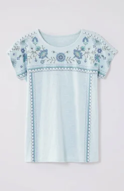 Pure Jill Embroidered Round-Neck Tee
