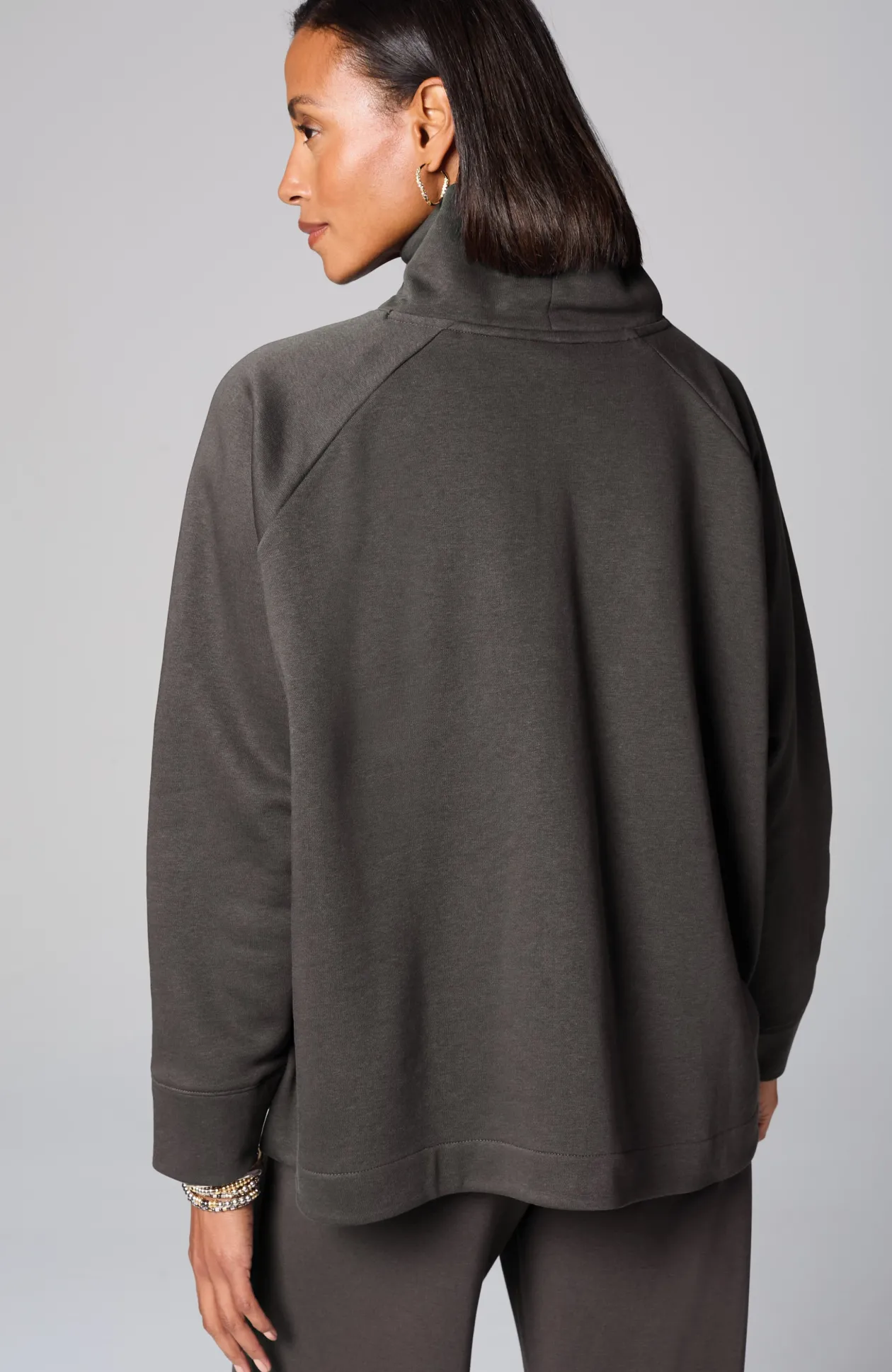 Pure Jill Fleece Stepped-Hem Top