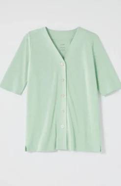Pure Jill Hemp & Cotton Button-Front Top