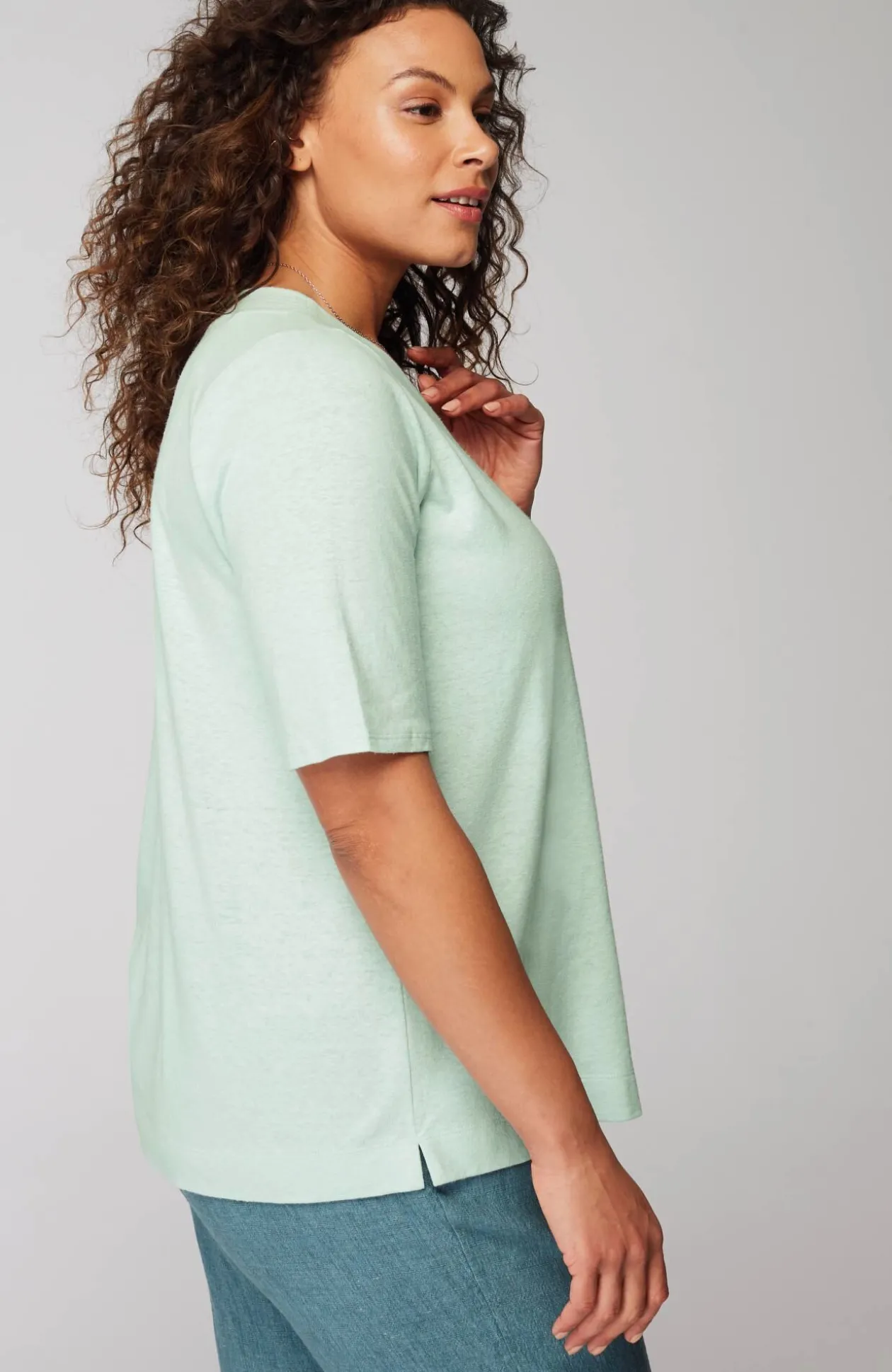 Pure Jill Hemp & Cotton Button-Front Top