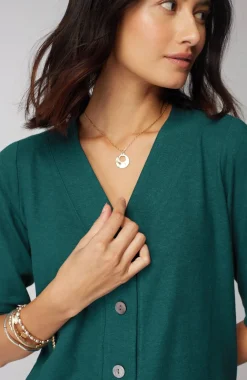 Pure Jill Hemp & Cotton Button-Front Top