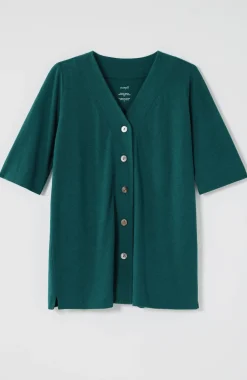 Pure Jill Hemp & Cotton Button-Front Top