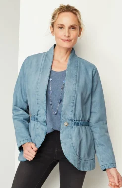 Pure Jill Indigo Curved-Hem Jacket