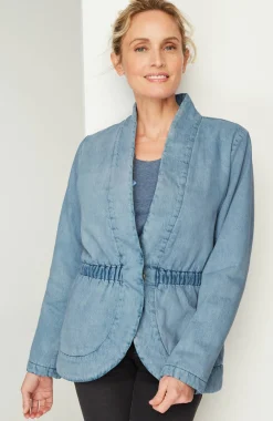 Pure Jill Indigo Curved-Hem Jacket