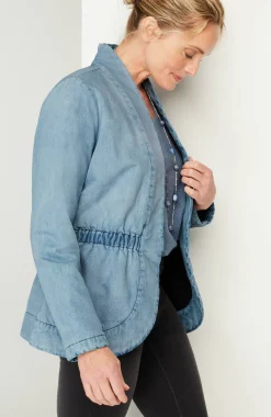 Pure Jill Indigo Curved-Hem Jacket