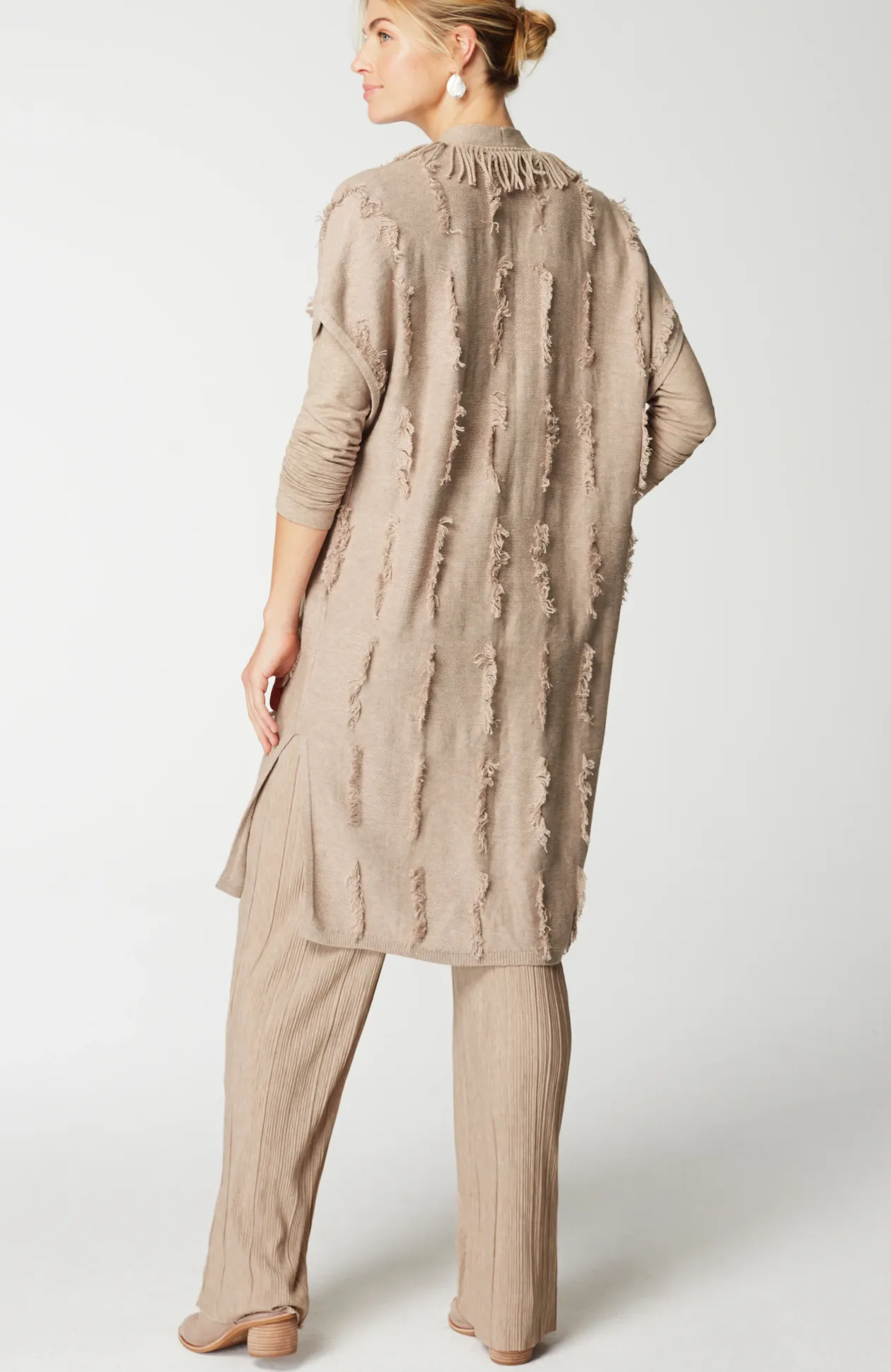 Pure Jill Jacquard Fringe Gilet
