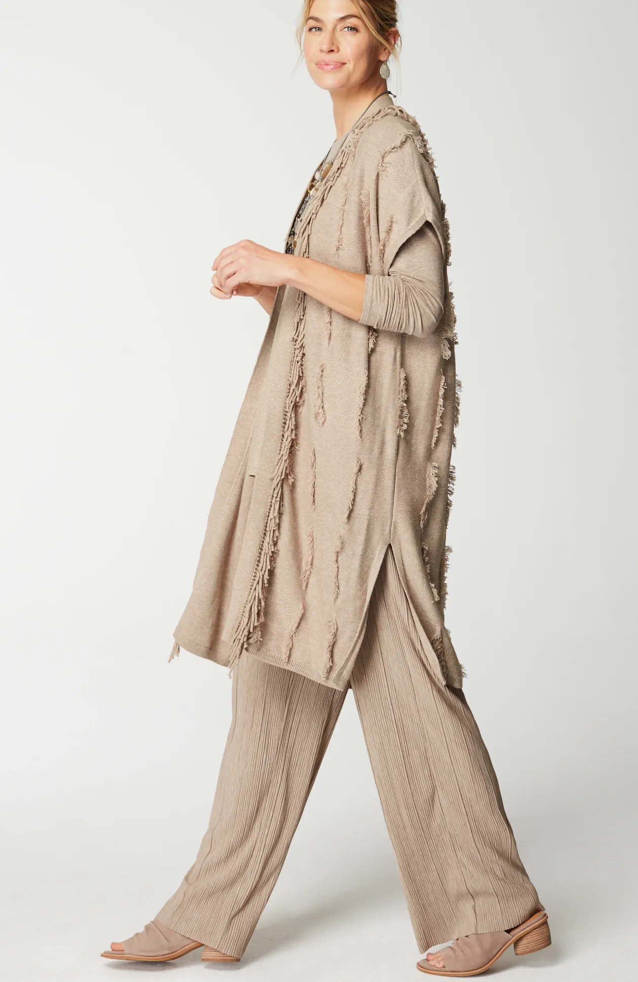 Pure Jill Jacquard Fringe Gilet