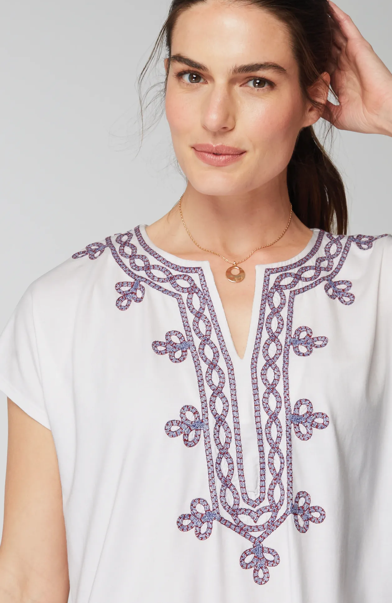 Pure Jill Knit Embroidered Tunic