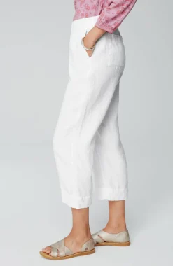 Pure Jill Linen Trapunto-Stitched Pants