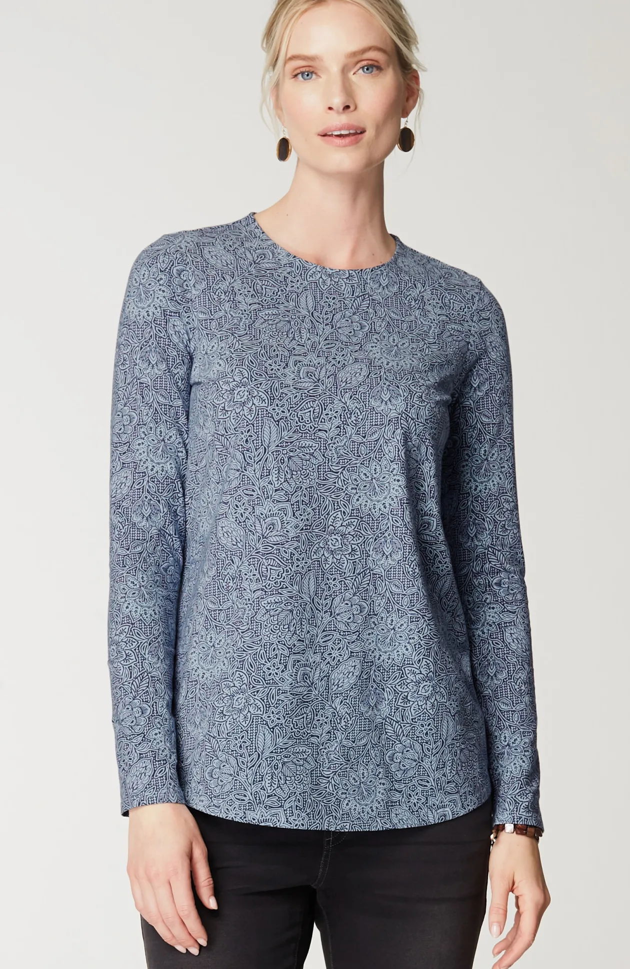 Pure Jill Long-Sleeve Shirttail Tee