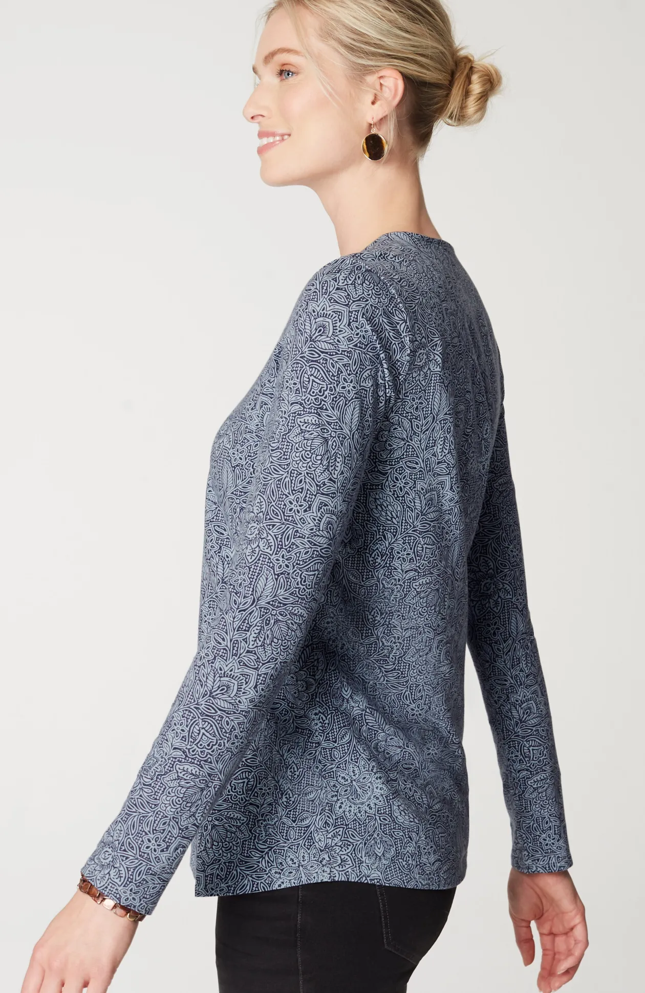 Pure Jill Long-Sleeve Shirttail Tee