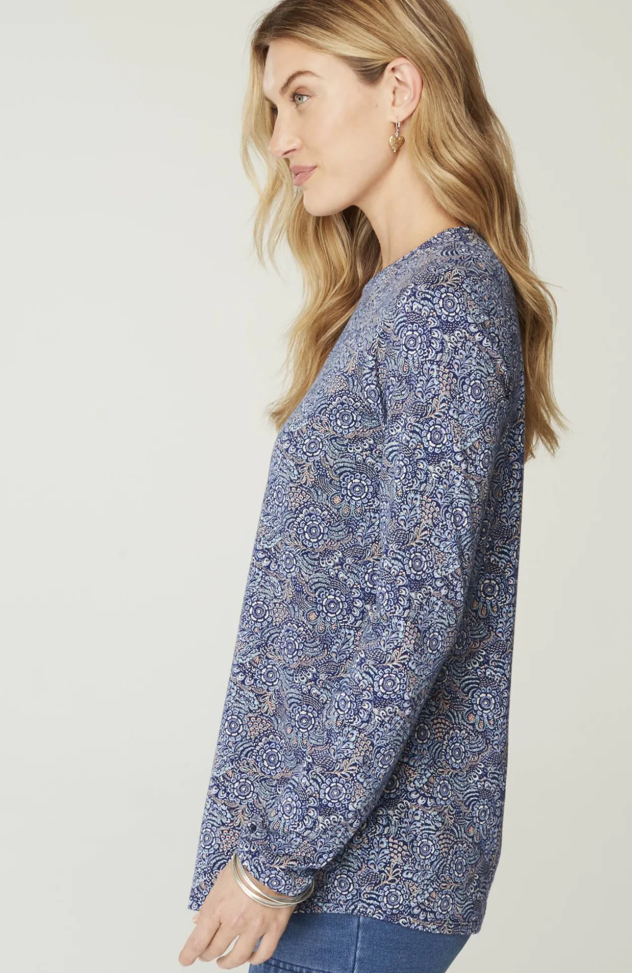 Pure Jill Long-Sleeve Shirttail Tee