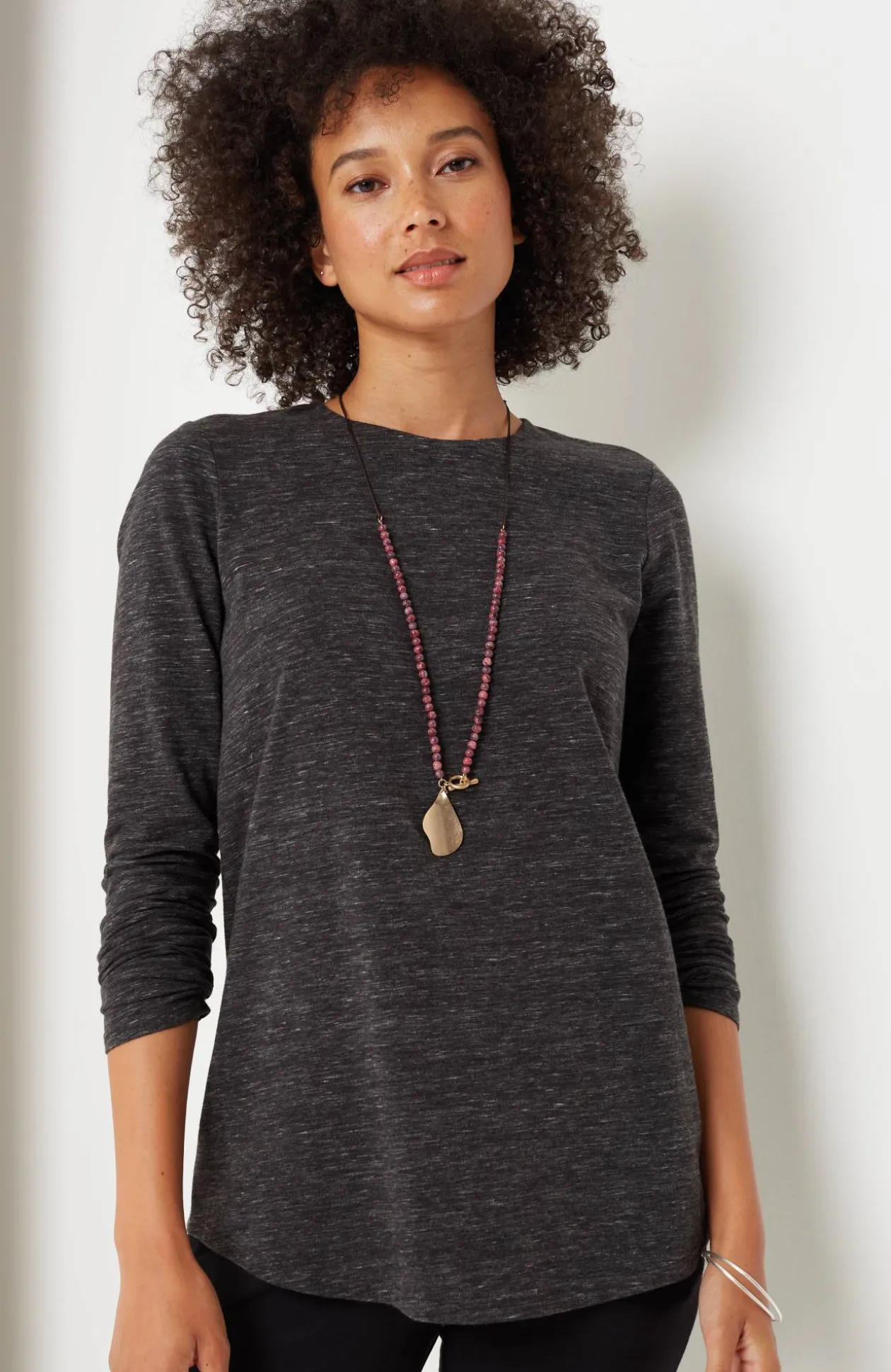 Pure Jill Long-Sleeve Shirttail Tee