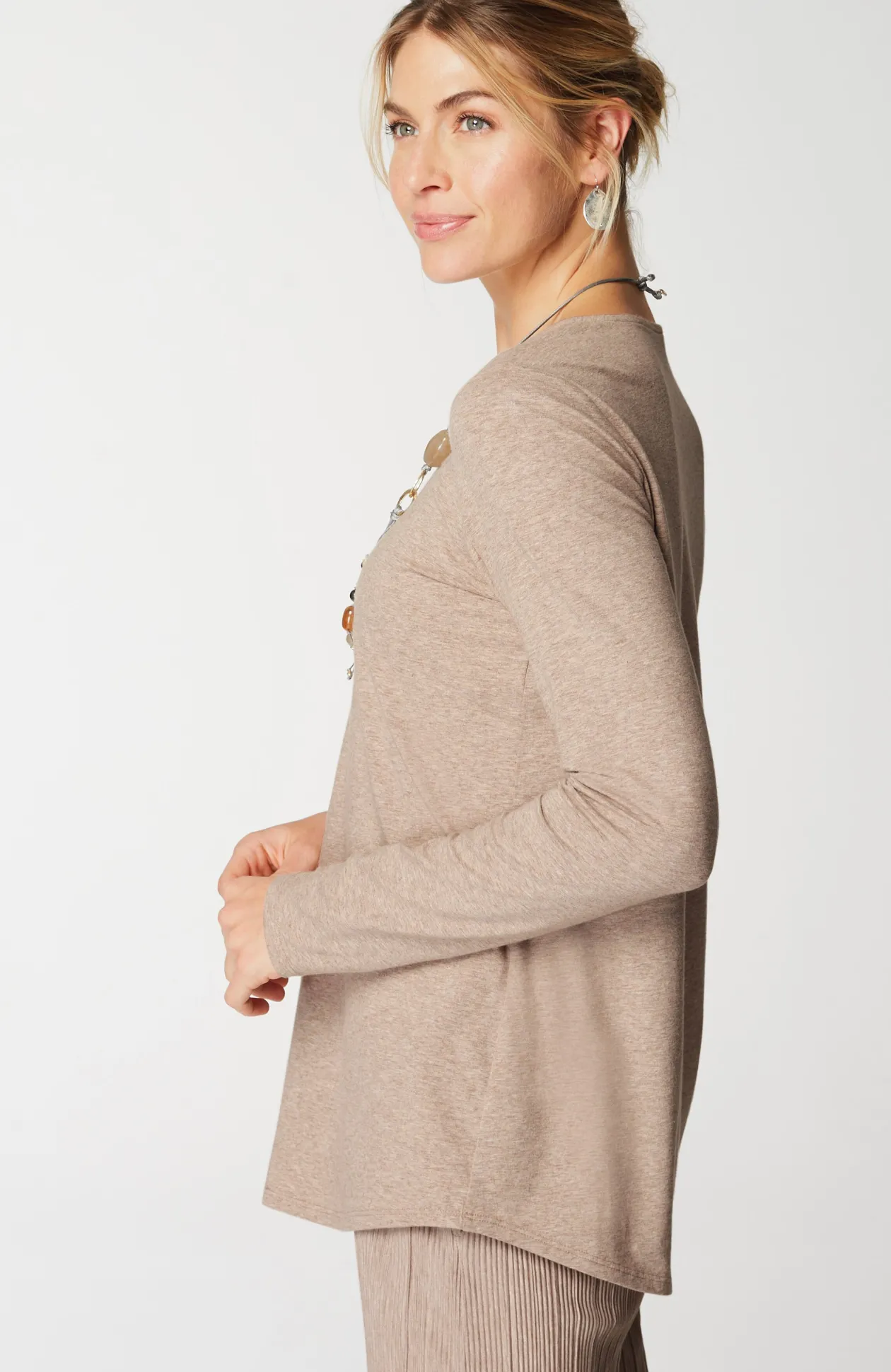 Pure Jill Long-Sleeve Shirttail Tee