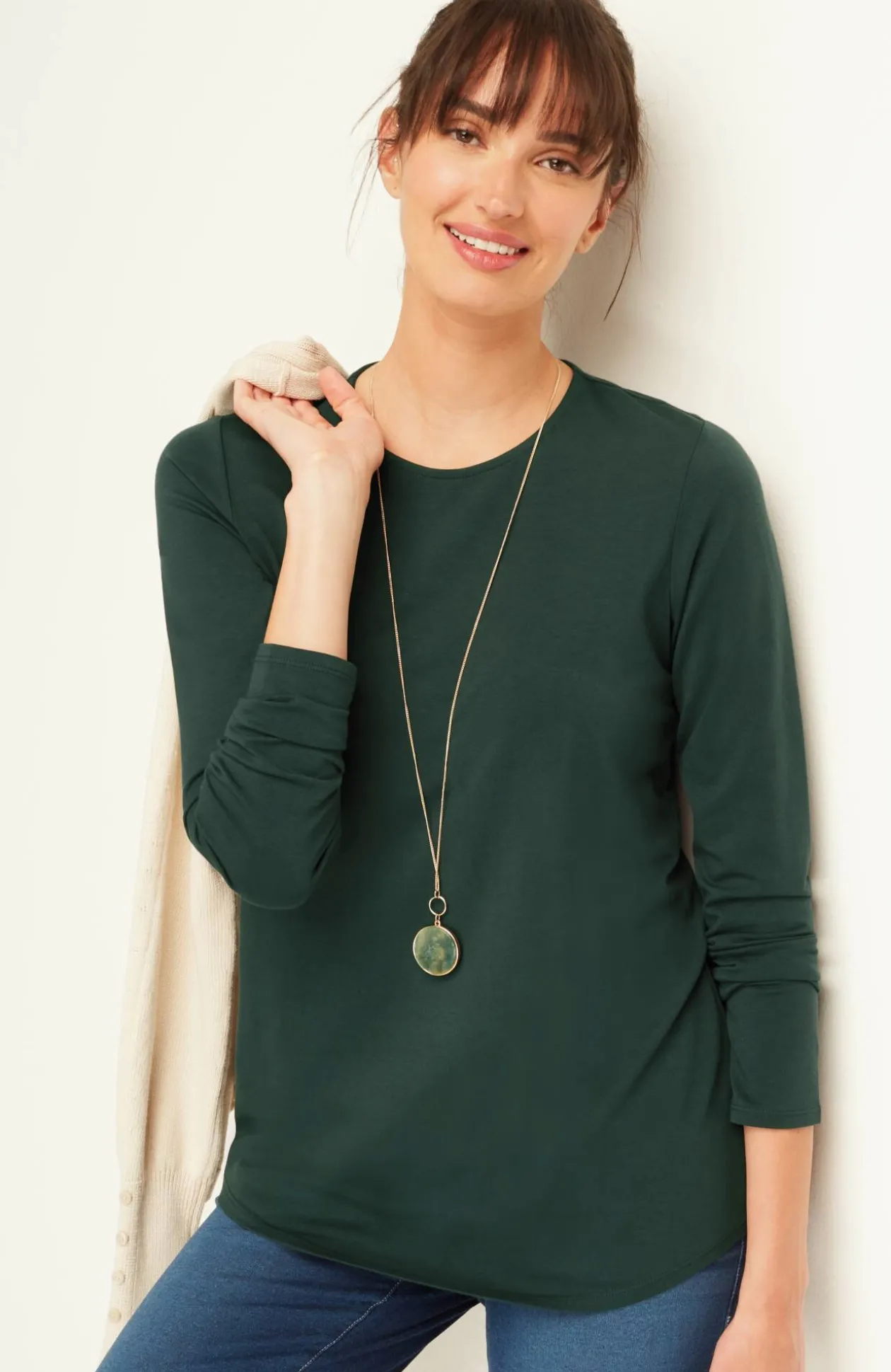 Pure Jill Long-Sleeve Shirttail Tee