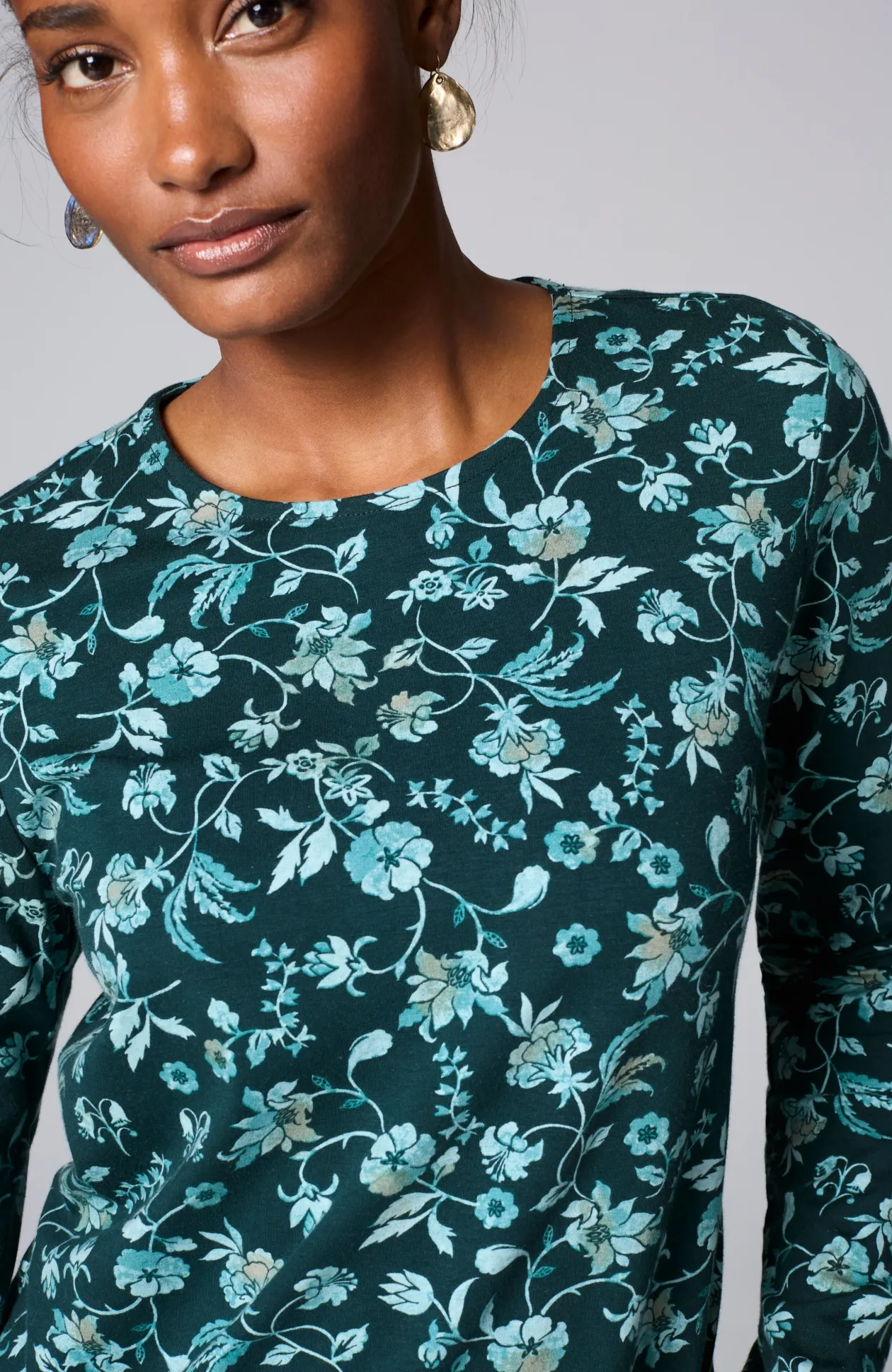 Pure Jill Long-Sleeve Shirttail Tee