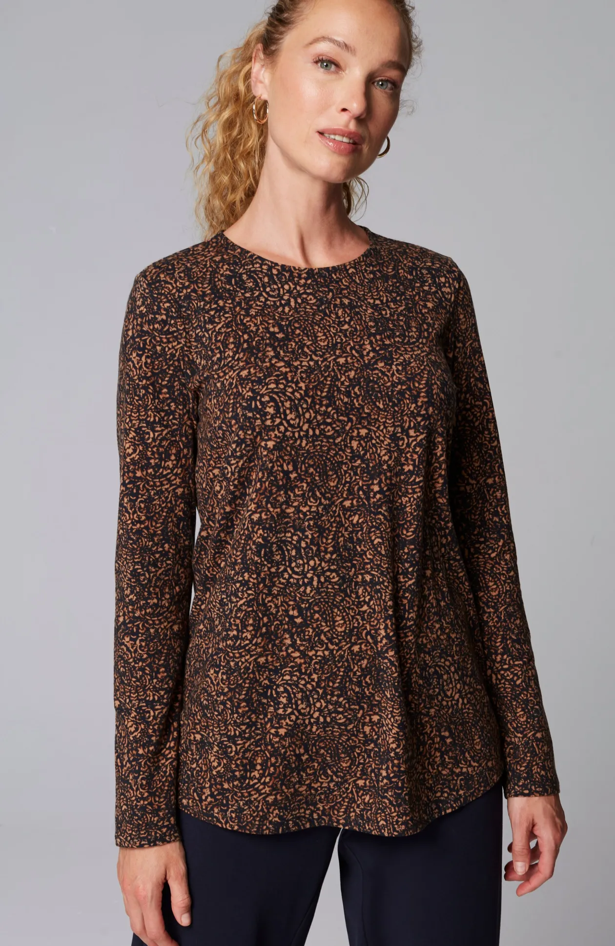 Pure Jill Long-Sleeve Shirttail Tee