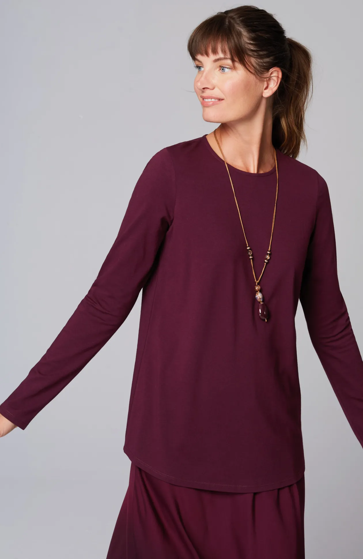 Pure Jill Long-Sleeve Shirttail Tee
