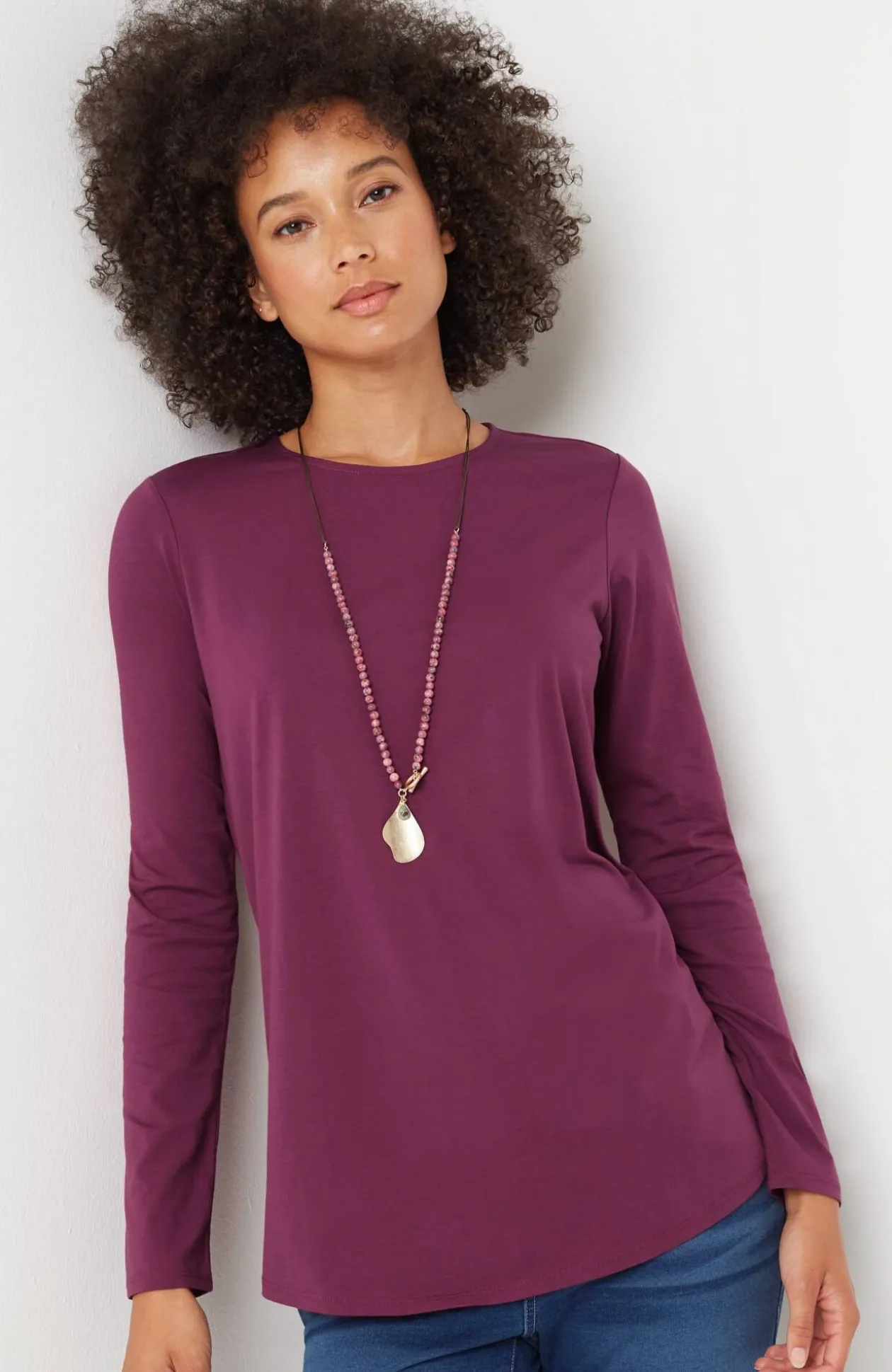 Pure Jill Long-Sleeve Shirttail Tee
