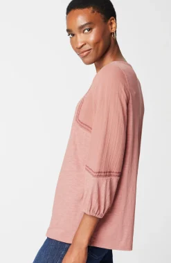 Pure Jill Mixed-Media Knit Top