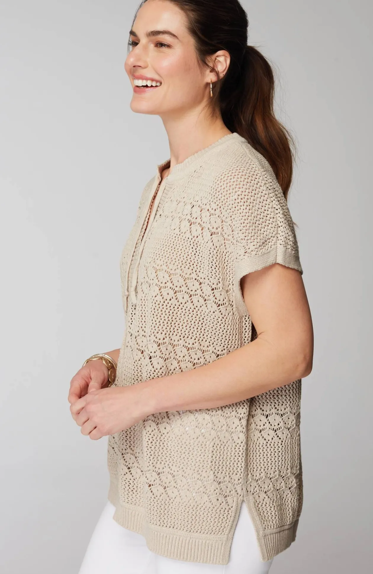 Pure Jill Open-Textured Sweater