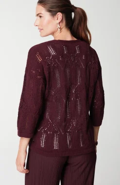 Pure Jill Open-Textured V-Neck Sweater