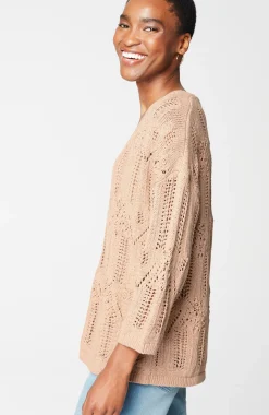Pure Jill Open-Textured V-Neck Sweater