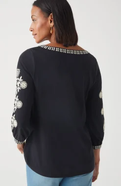 Pure Jill Organically Grown Cotton Embroidered Top