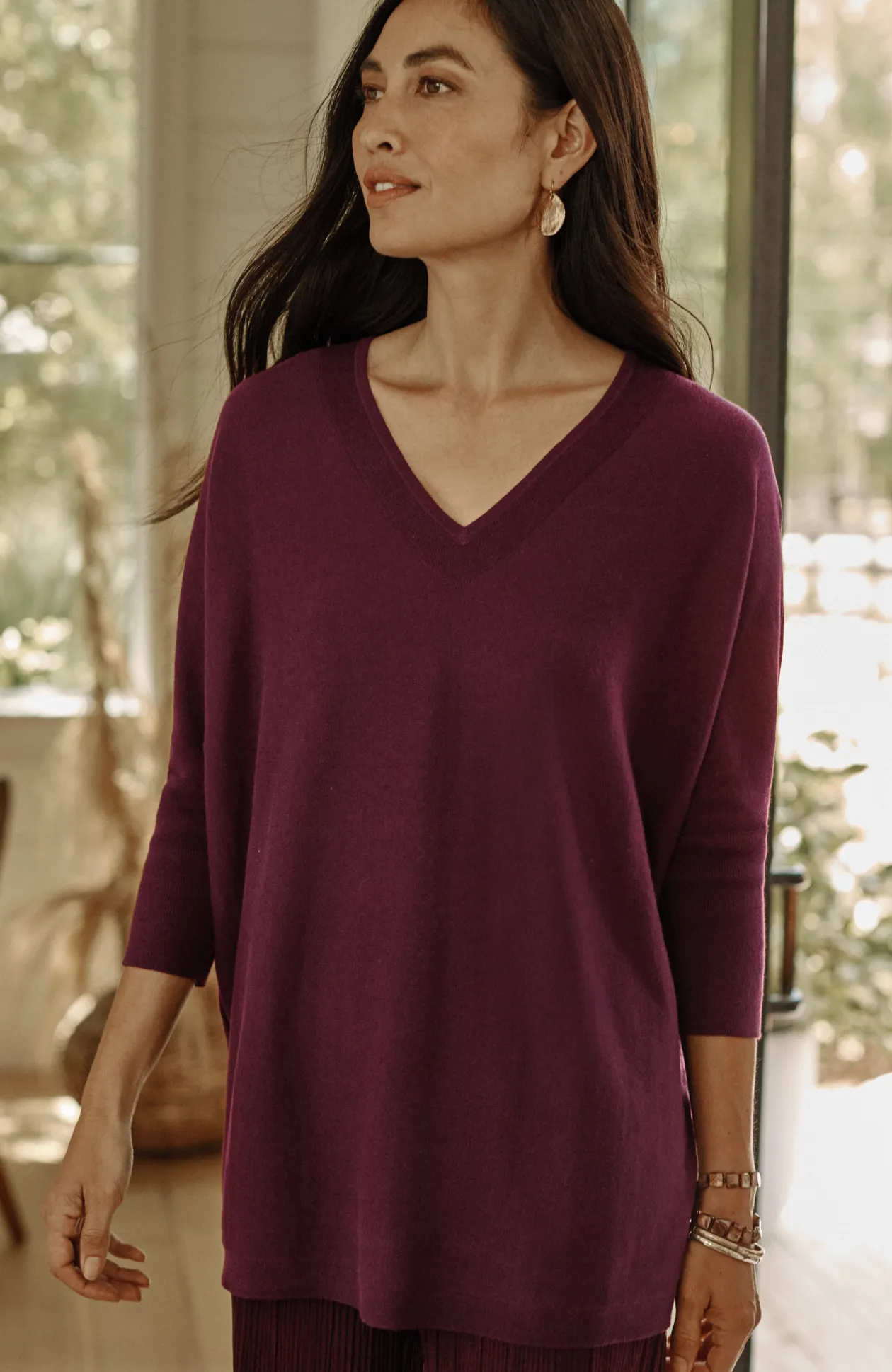 Pure Jill Oversized V-Neck Sweater
