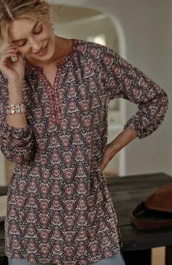 Pure Jill Printed & Embroidered Knit Tunic