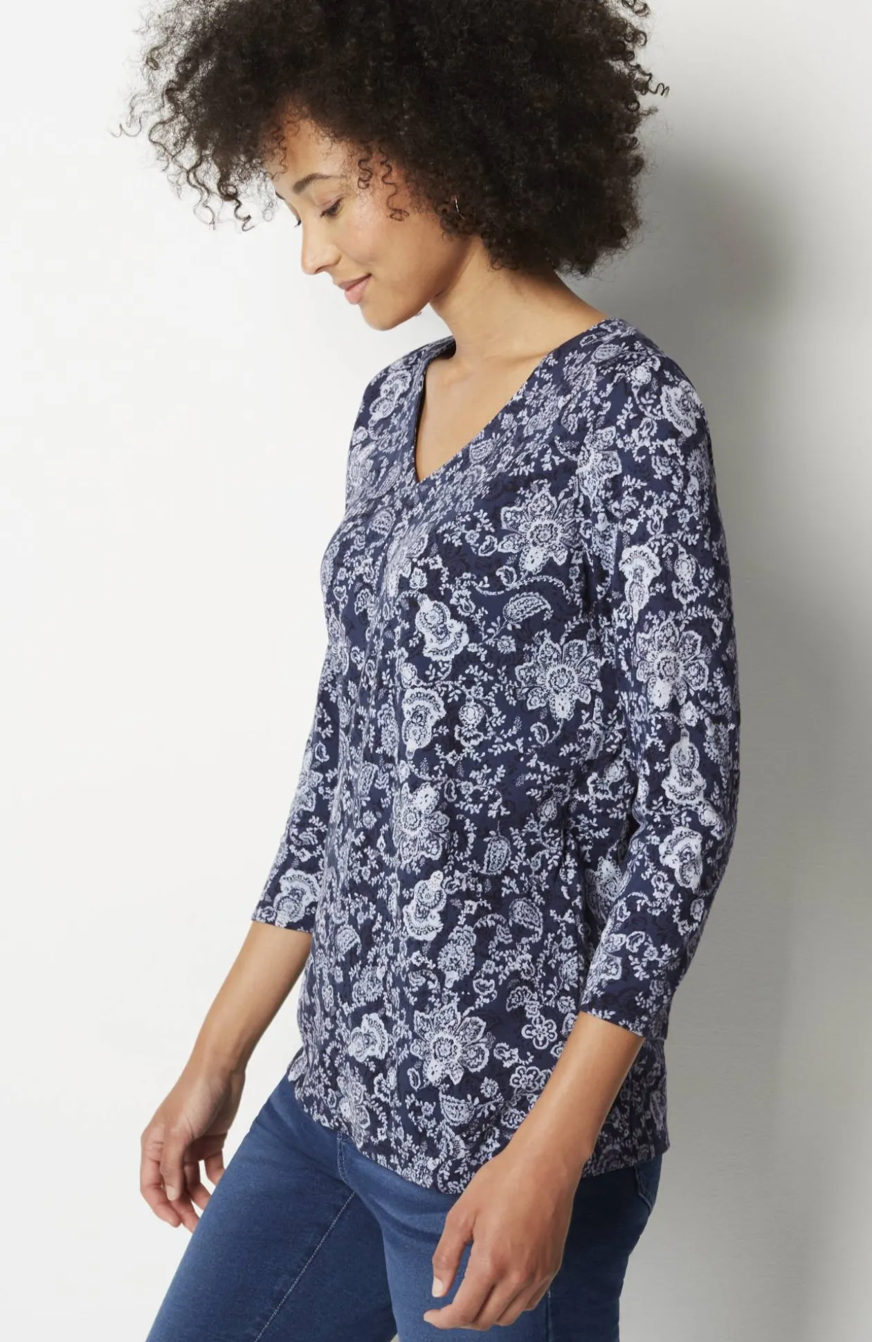Pure Jill Printed V-Neck Tee