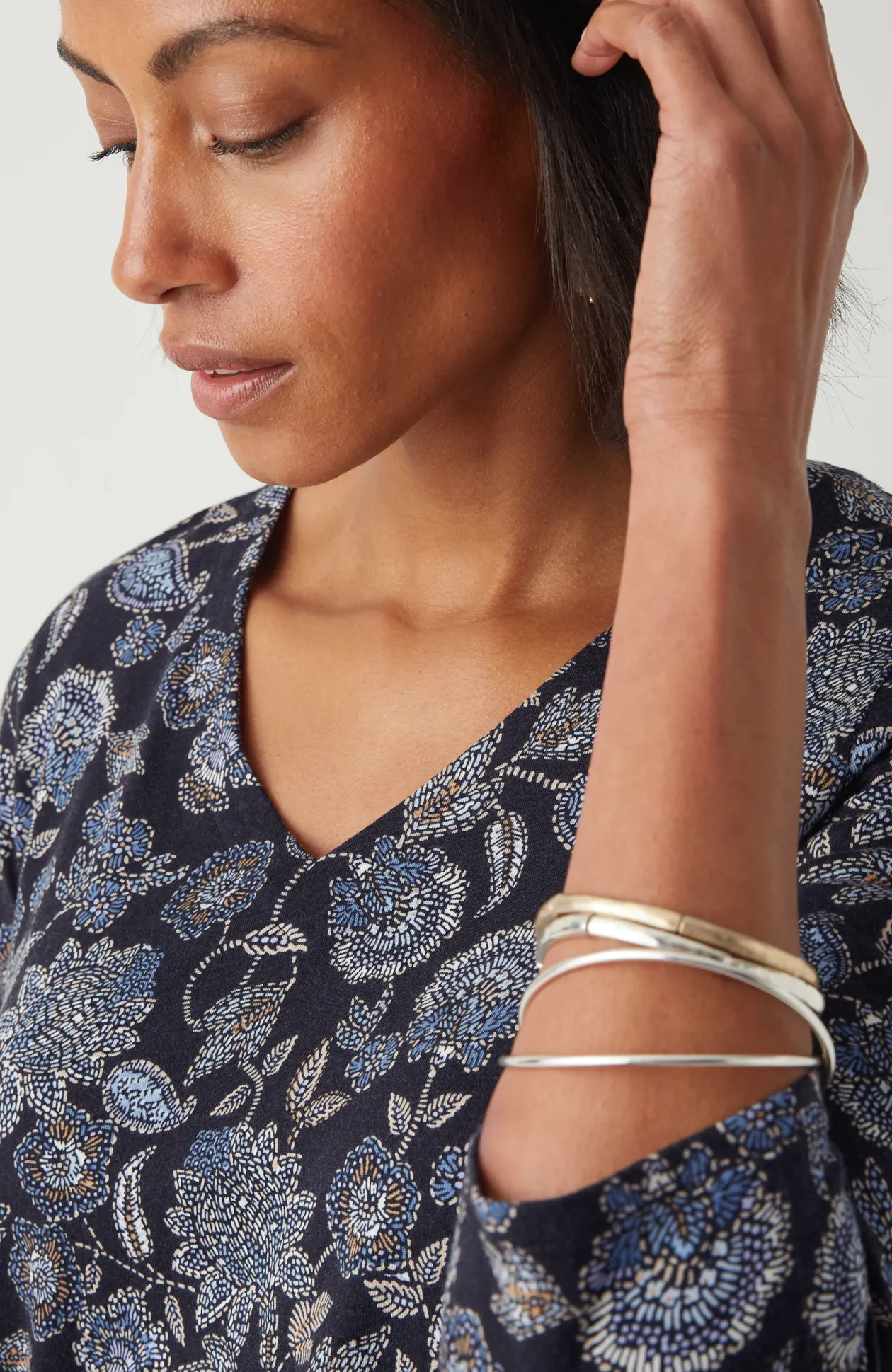 Pure Jill Printed V-Neck Tee