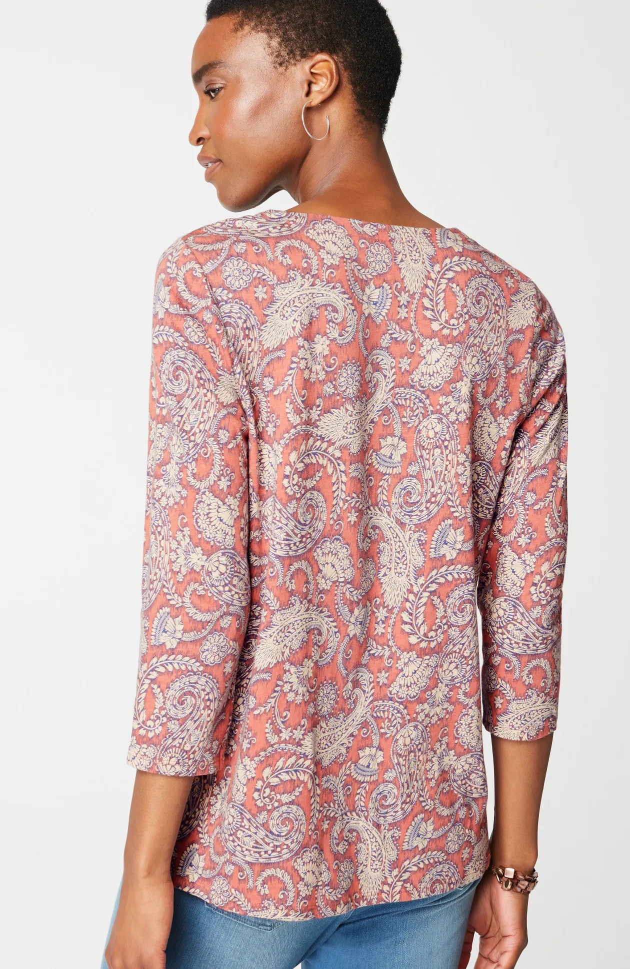 Pure Jill Printed V-Neck Tee