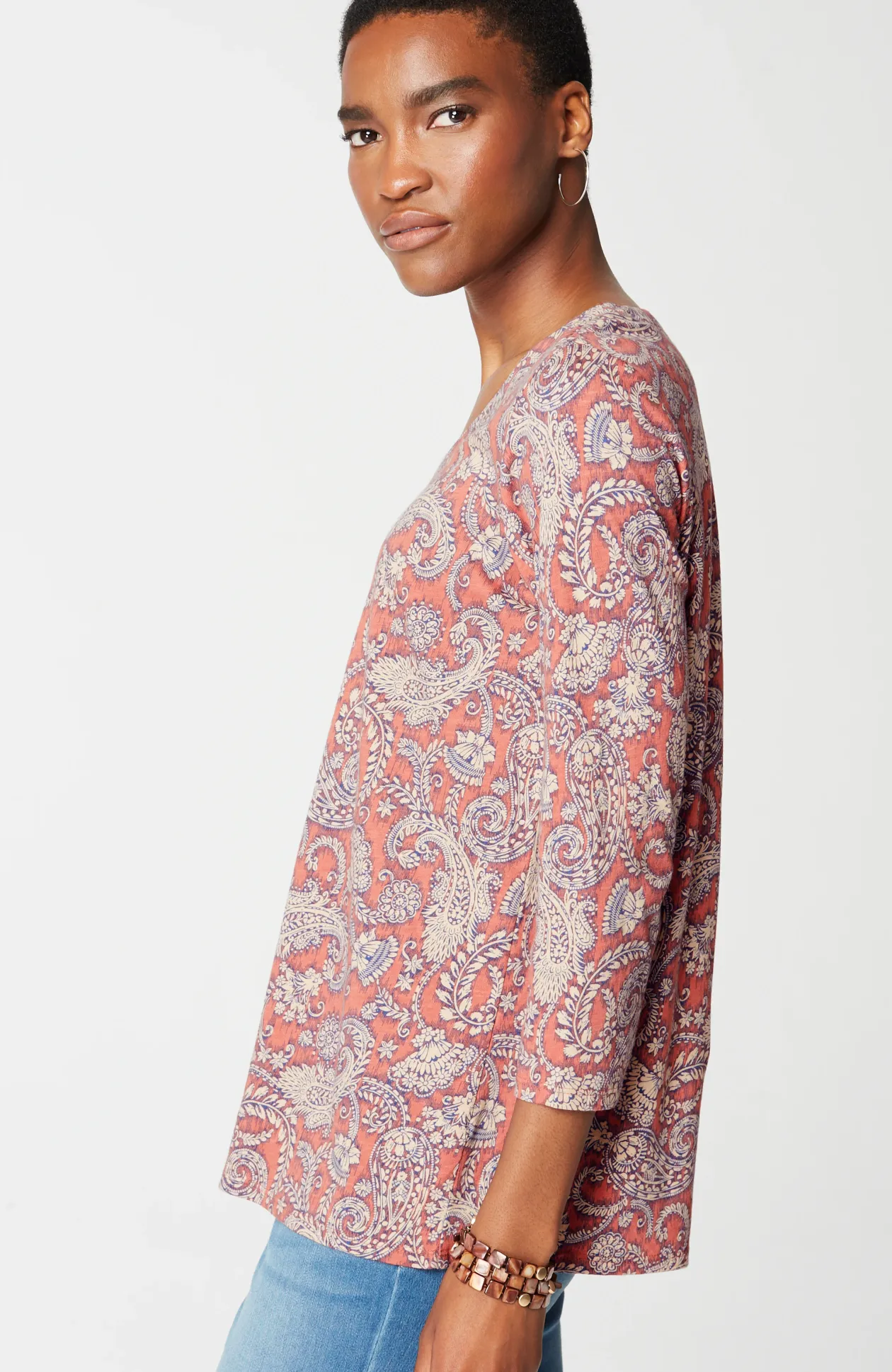 Pure Jill Printed V-Neck Tee