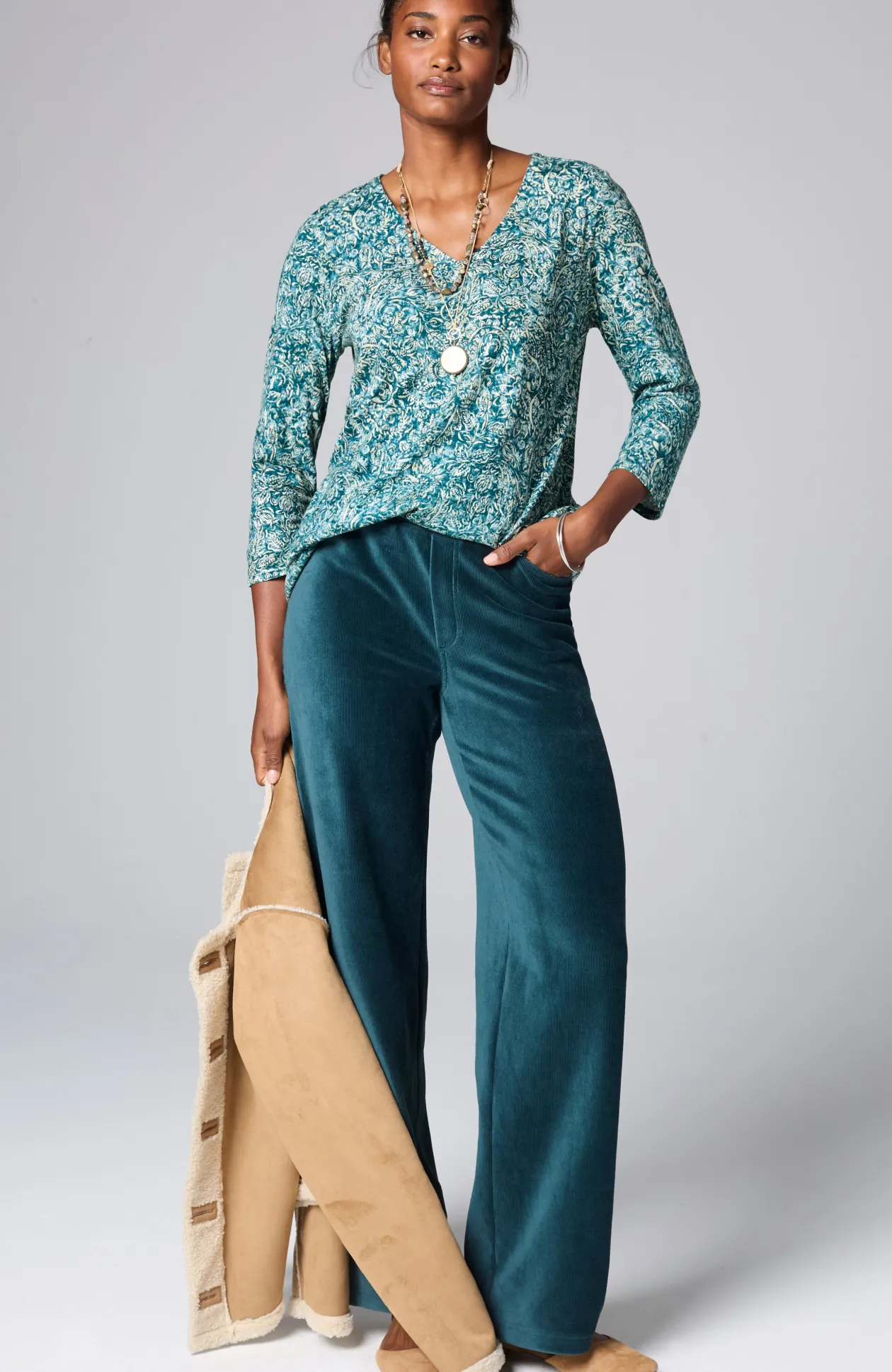 Pure Jill Printed V-Neck Tee