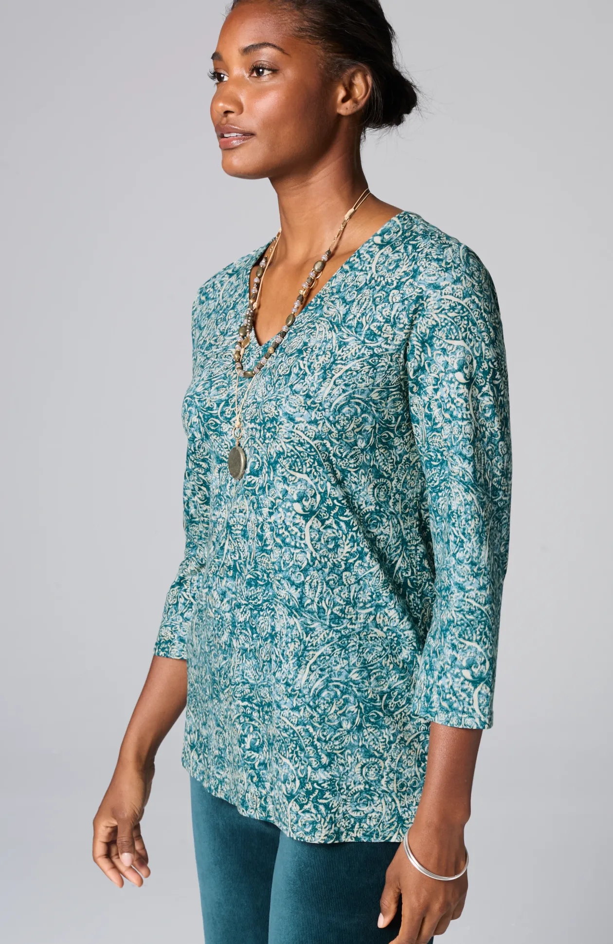 Pure Jill Printed V-Neck Tee
